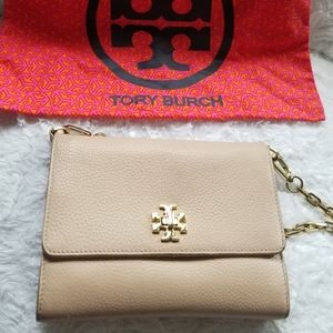 Tory Burch Mercer Chain Wallet Crossbody Light Oak